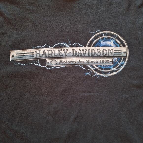 Harley Davidson y2k 2000s vintage double sided graphic tee Lightning chrome XL - Picture 6 of 6